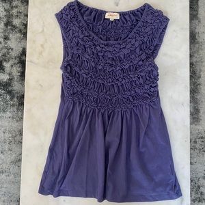 Anthropologie purple gathered top